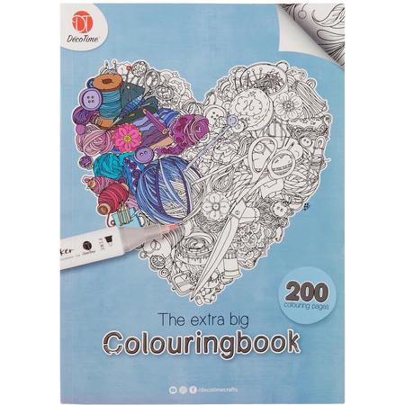 Decotime Extra big Colouringbook | 200x paginas | Bloemen - Mandala | Kleurboek hard cover 200 designs